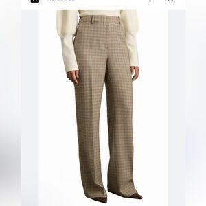 Reiss Wool Plaid Wide-Leg Trousers